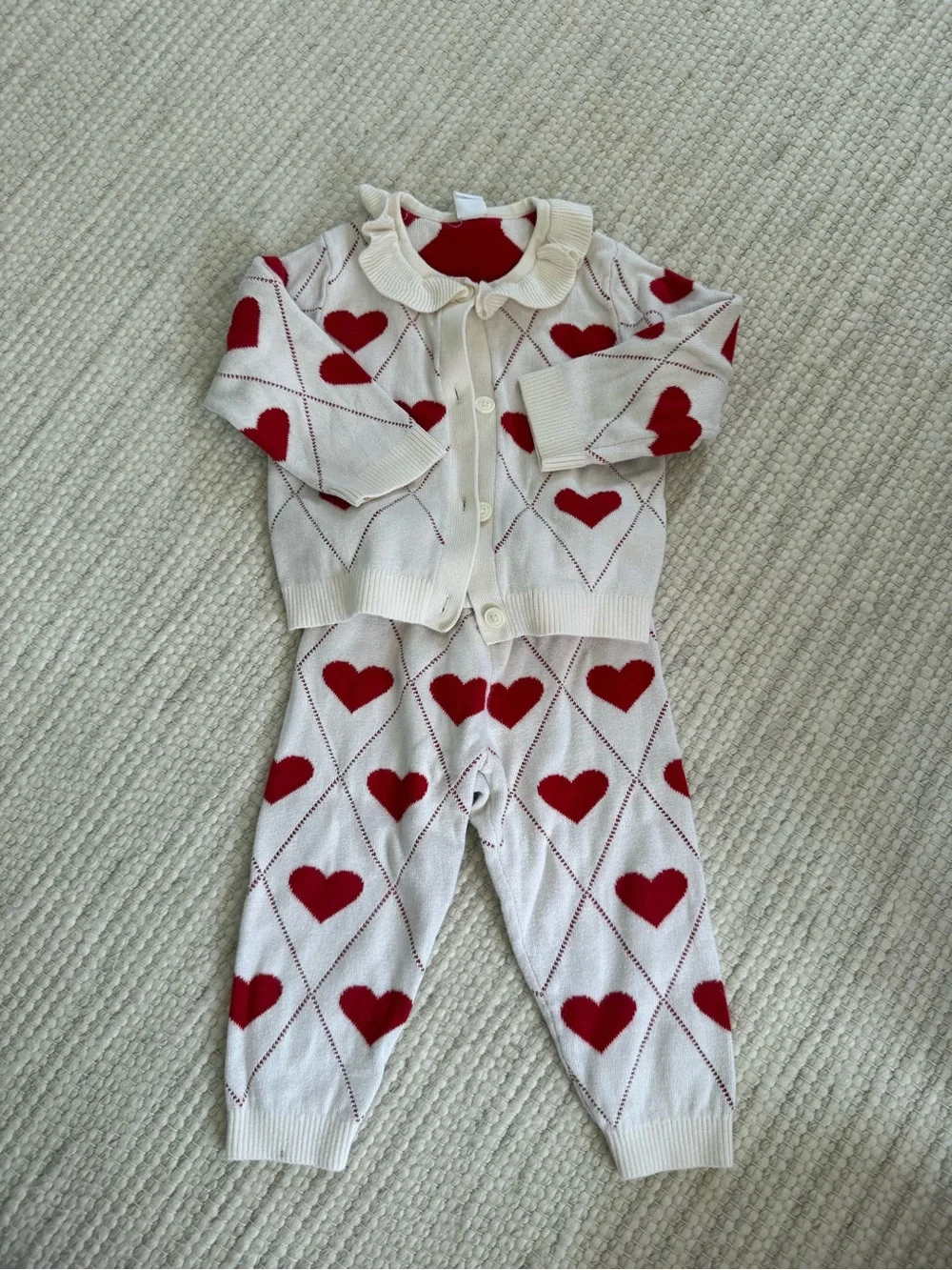 Baby Gap Knit Heart Two-Piece Set with Red Hearts